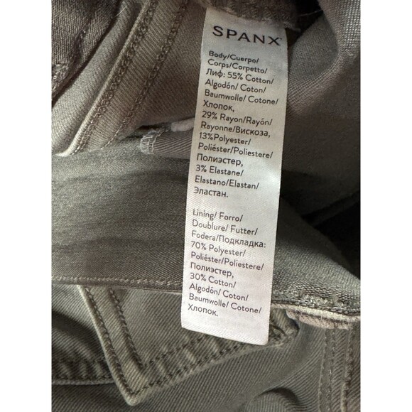 SPANX Stretch Twill Cargo Pants Olive Green Large Pockets Slimming Streetwear - Picture 9 of 11